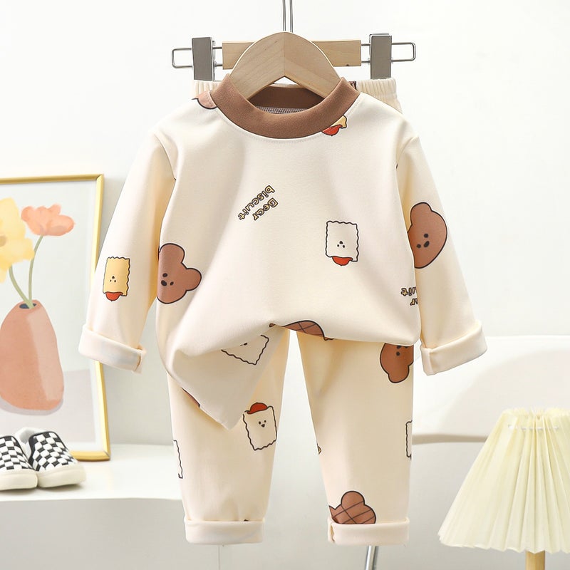 New Children'S Thermal Underwear Suit Thick Fleece Autumn Clothes And Pants For Men And Women Base Home Clothes - Image 2